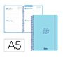 Agenda escolar liderpapel 26-27 espiral basic 2 dias pagina a5 bilingue 70g papel fsc azul turquesa
