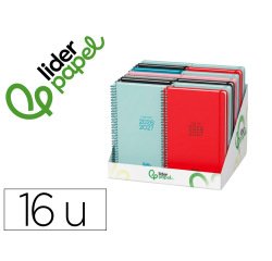 Agenda escolar liderpapel 26-27 espiral basic diseños surtidos bilingüe 70g papel fsc expositor 16 unidades
