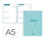 Agenda escolar liderpapel 26-27 espiral classic semana vista a5 bilingue 70g papel fsc azul turquesa