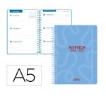 Agenda escolar liderpapel 26-27 espiral classic semana vista a5 bilingue 70g papel fsc azul
