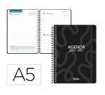 Agenda escolar liderpapel 26-27 espiral classic dia pagina a5 bilingue 70g papel fsc negro