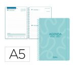 Agenda escolar liderpapel 26-27 espiral classic dia pagina a5 bilingue 70g papel fsc azul turquesa
