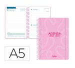 Agenda escolar liderpapel 26-27 espiral classic dia pagina a5 bilingue 70g papel fsc rosa