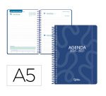 Agenda escolar liderpapel 26-27 espiral classic dia pagina a5 bilingue 70g papel fsc azul marino