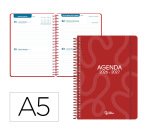 Agenda escolar liderpapel 26-27 espiral classic 2 dias pagina a5 bilingue 70g papel fsc rojo