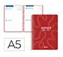 Agenda escolar liderpapel 26-27 espiral classic 2 dias pagina a5 bilingue 70g papel fsc rojo