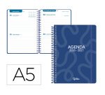 Agenda escolar liderpapel 26-27 espiral classic 2 dias pagina a5 bilingue 70g papel fsc azul marino