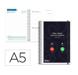 Agenda escolar liderpapel 26-27 espiral personalizable dia pagina a5 bilingue 70g papel fsc