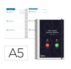 Agenda escolar liderpapel 26-27 espiral personalizable semana vista a5 bilingue 70g papel fsc