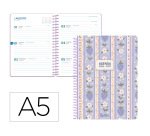 Agenda escolar liderpapel 26-27 espiral cottage semana vista a5 bilingue 80g papel fsc azul fresas