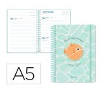 Agenda escolar liderpapel 26-27 espiral save planet dia pagina a5 bilingue 80g papel fsc azul