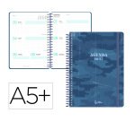 Agenda escolar liderpapel 26-27 espiral military semana vista a5+ bilingue 80g papel fsc azul marino