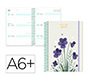 Agenda escolar liderpapel 26-27 espiral flowers semana vista a6+ bilingue 80g papel fsc blanco