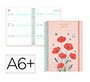 Agenda escolar liderpapel 26-27 espiral flowers semana vista a6+ bilingue 80g papel fsc rojo