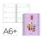 Agenda escolar liderpapel 26-27 espiral oriental semana vista a6+ bilingue 80g papel fsc sacapuntas
