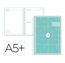 Agenda escolar antartik 26-27 espiral essentials dia pagina a5+ bilingue 80g papel fsc azul turquesa