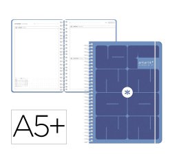 Agenda escolar antartik 26-27 espiral essentials dia pagina a5+ bilingue 80g papel fsc azul oscuro