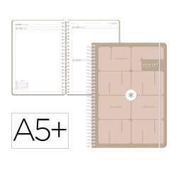 Agenda escolar antartik 26-27 espiral essentials dia pagina a5+ bilingue 80g papel fsc beis