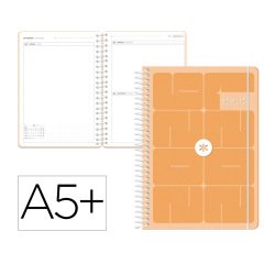 Agenda escolar antartik 26-27 espiral essentials dia pagina a5+ bilingue 80g papel fsc naranja