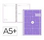 Agenda escolar antartik 26-27 espiral essentials dia pagina a5+ bilingue 80g papel fsc morado