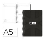 Agenda escolar antartik 26-27 espiral pack and go dia pagina a5+ bilingue 80g papel fsc negro