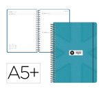 Agenda escolar antartik 26-27 espiral pack and go dia paginaa5+ bilingüe 80g papel fsc turquesa