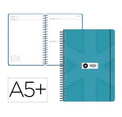 Agenda escolar antartik 26-27 espiral pack and go dia paginaa5+ bilingüe 80g papel fsc turquesa