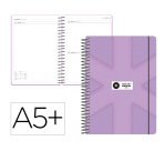 Agenda escolar antartik 26-27 espiral pack and go dia paginaa5+ bilingüe 80g papel fsc morado