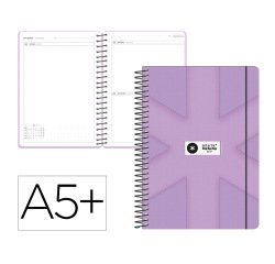 Agenda escolar antartik 26-27 espiral pack and go dia paginaa5+ bilingüe 80g papel fsc morado