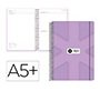 Agenda escolar antartik 26-27 espiral pack and go dia paginaa5+ bilingüe 80g papel fsc morado