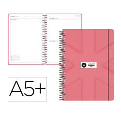Agenda escolar antartik 26-27 espiral pack and go dia paginaa5+ bilingüe 80g papel fsc rosa coral