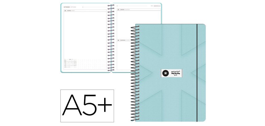 Agenda escolar antartik 26-27 espiral pack and go dia paginaa5+ bilingüe 80g papel fsc menta