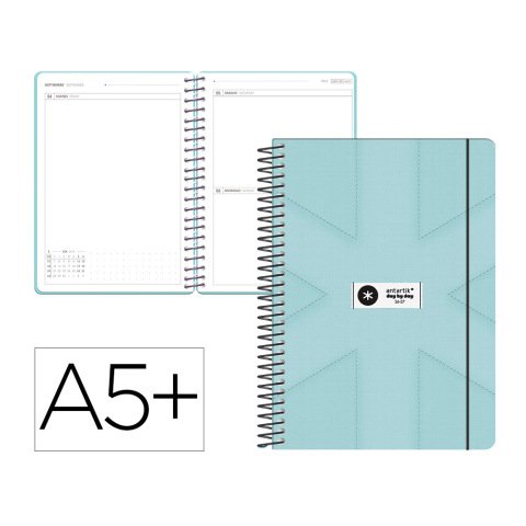 Agenda escolar antartik 26-27 espiral pack and go dia paginaa5+ bilingüe 80g papel fsc menta