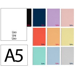 Cuaderno espiral liderpapel a5 wonder tapa plastico 80h 90gr liso colores surtidos