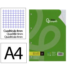 Recambio liderpapel a4 120 hojas 90g cuadro 4mm 4 taladros bandas de 5 colores