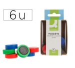 Iman para sujecion q-connect ideal para pizarras magneticas 20 mm colores surtidos caja de 6 unidades