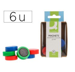 Iman para sujecion q-connect ideal para pizarras magneticas 20 mm colores surtidos caja de 6 unidades
