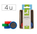 Iman para sujecion q-connect ideal para pizarras magneticas 25 mm colores surtidos caja de 4 unidades