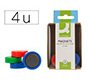 Iman para sujecion q-connect ideal para pizarras magneticas 25 mm colores surtidos caja de 4 unidades