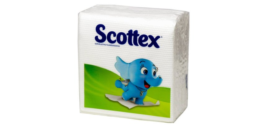 Servilleta scottex original 1 capa color blanco 30x30 cm paquete de 64 unidades