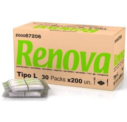 Servilleta renova 1 capa color blanco mini 17x17 cm plegado l paquete de 200 unidades