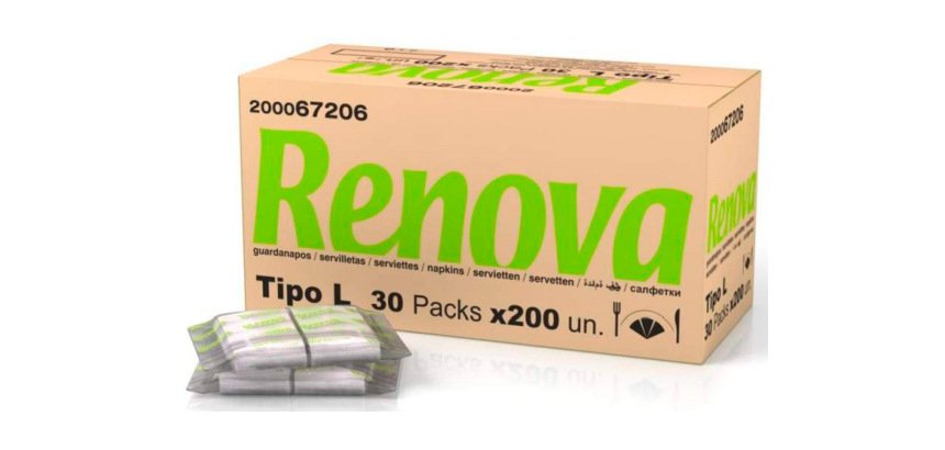 Servilleta renova 1 capa color blanco mini 17x17 cm plegado l paquete de 200 unidades