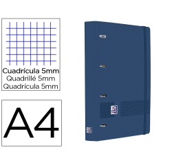 Carpeta 4 anillas oxford europeanbinder live&go tapa polifoam din a4 + recambio 120 hojas cuadro 5 mm azul