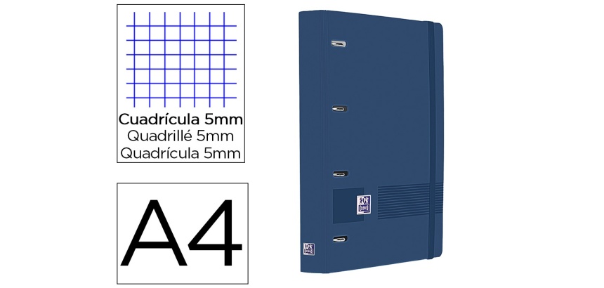 Carpeta 4 anillas oxford europeanbinder live&go tapa polifoam din a4 + recambio 120 hojas cuadro 5 mm azul