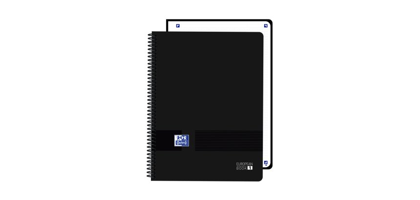 Cuaderno espiral oxford europeanbook 1 live&go tapa plastico din a4+ 80 hojas cuadro 5 mm color negro