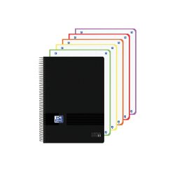 Cuaderno espiral oxford europeanbook 5 tapa plastico din a4+ 120 hojas cuadro 5 mm color negro