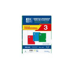 Libreta escolar oxford openflex din a4 48 hojas cuadro 4 mm pack de 3 unidades colores surtidos
