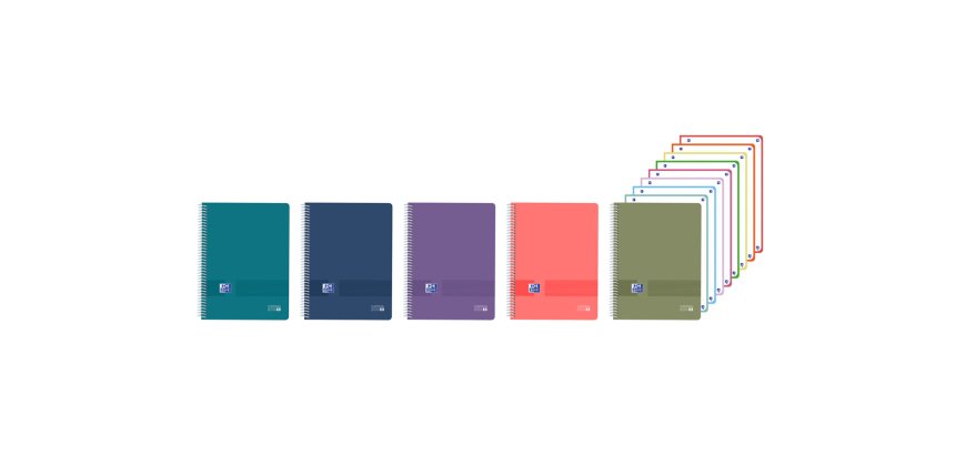 Cuaderno espiral oxford europeanbook 8 live&go tapa plastico din a4+ 160 hojas cuadro 5 mm colores surtidos