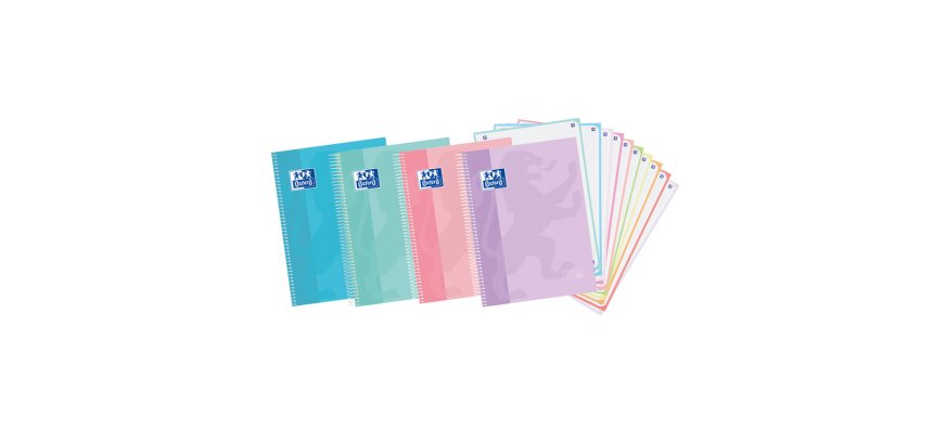 Cuaderno espiral oxford europeanbook 10 touch tapa extradura din a4+ 150 hojas cuadro 5 mm colores pastel