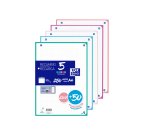 Recambio oxford din a4 200+50 hojas gratis cuadro 5 mm 4 taladros con banda 5 colores pastel
